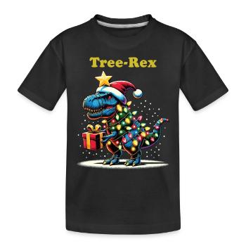 TREE REX DINO Weihnachten Ugly Christmas Geschenk - Kinder Premium Bio T-Shirt - Schwarz - Vorne