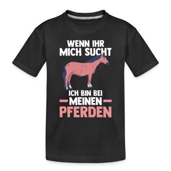 Pferd Reiten Bauernhof Bauer Pferdebesitzer Pferde - Kinder Premium Bio T-Shirt - Schwarz - Vorne