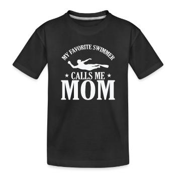 My favorite Swimmer calls me Mom Sport - Kinder Premium Bio T-Shirt - Schwarz - Vorne