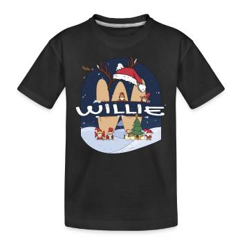 Toller Willie-Name mit Weihnachtsmütze im Weihnachtsthema - Kinder Premium Bio T-Shirt - Schwarz - Vorne