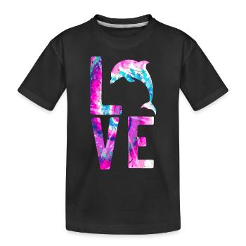Dolphin Watercolor Love - Kinder Premium Bio T-Shirt - Schwarz - Vorne