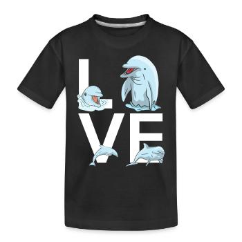 Dolphin Love - Kinder Premium Bio T-Shirt - Schwarz - Vorne