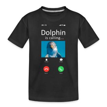 Dolphin Phone Display Dolphin Is - Kids' Premium Organic T-Shirt - black - Front