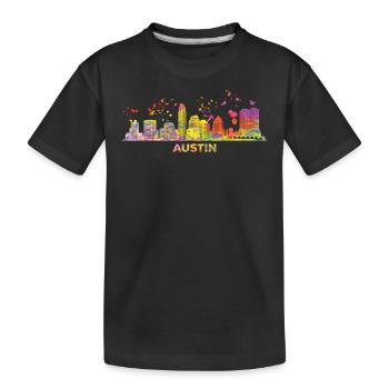 Austinites Aquarelle Skyline Austin - T-shirt bio Premium Enfant - noir - Devant
