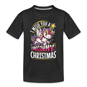 Je vous souhaite un Noël de Licorne - T-shirt bio Premium Enfant - noir - Devant