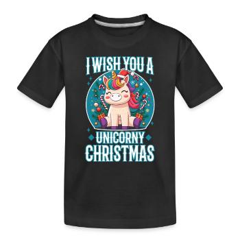 Je vous souhaite un Noël de Licorne - T-shirt bio Premium Enfant - noir - Devant
