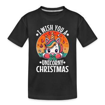 Je vous souhaite un Noël de Licorne - T-shirt bio Premium Enfant - noir - Devant
