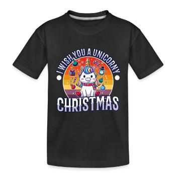 Je vous souhaite un Noël de Licorne - T-shirt bio Premium Enfant - noir - Devant