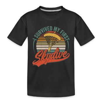 I Survived My First Skydive Parachute Skydiver - Kinder Premium Bio T-Shirt - Schwarz - Vorne