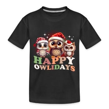 Happy Owlidays Hiboux de Noël - T-shirt bio Premium Enfant - noir - Devant