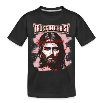 Jésus-Christ avec la couronne d’épines dicton chrétien - T-shirt bio Premium Enfant - noir - Devant