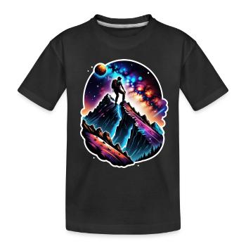 Klettern - Mond - Weltraum - Kinder Premium Bio T-Shirt - Schwarz - Vorne