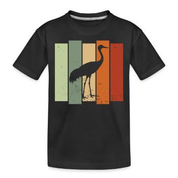 Sandhill Crane Retro Vogelbeobachtung Vogelbeobachter - Kinder Premium Bio T-Shirt - Schwarz - Vorne