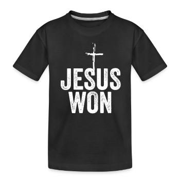 Jesus Won Religious Christian Jesus Holy Cross - Kids' Premium Organic T-Shirt - black - Front