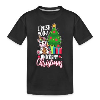 Je vous souhaite un Noël de Licorne - T-shirt bio Premium Enfant - noir - Devant