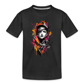 Abstract Colorful Young Woman Graffiti Art - Kids' Premium Organic T-Shirt - black - Front