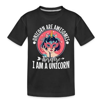 Les licornes sont géniales, donc je suis une licorne - T-shirt bio Premium Enfant - noir - Devant