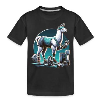 Fitness Lama : La force dans la salle de sport - T-shirt bio Premium Enfant - noir - Devant