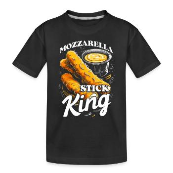 Mozzarella Stick König - Kinder Premium Bio T-Shirt - Schwarz - Vorne