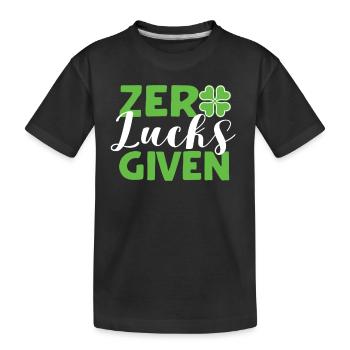 Zero Luck Given Funny Irish St. Patrick's Day - Kids' Premium Organic T-Shirt - black - Front