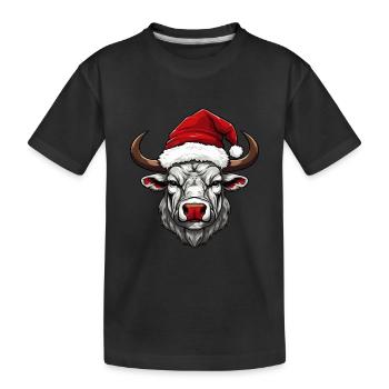 Bull Head Christmas Xmas - Kids' Premium Organic T-Shirt - black - Front