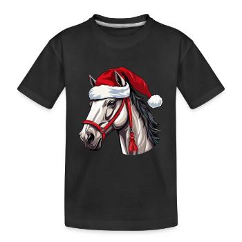 Noël tête de cheval Noël - T-shirt bio Premium Enfant - noir - Devant