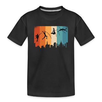 Stabhochspringer Leichtathleten Sportler Stab - Kinder Premium Bio T-Shirt - Schwarz - Vorne