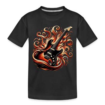 Guitare Électrique avec des Flammes - T-shirt bio Premium Enfant - noir - Devant