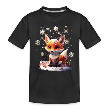 Mignon renard mignon en cadeau d’hiver - T-shirt bio Premium Enfant - noir - Devant