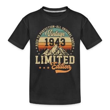 80e anniversaire - Millésime 1943 - T-shirt bio Premium Enfant - noir - Devant