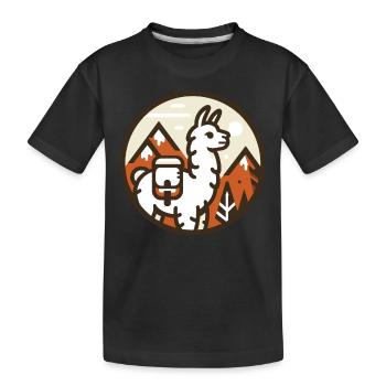 Simple hiking llama: Mountains in view - Kids' Premium Organic T-Shirt - black - Front