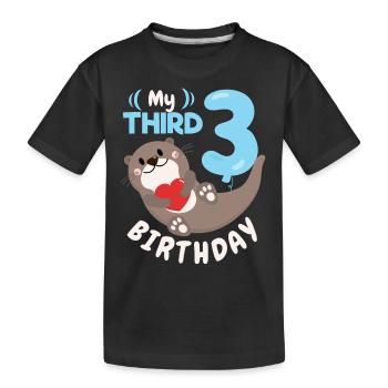3ème anniversaire, 3 ans, loutre kawaii, dicton - T-shirt bio Premium Enfant - noir - Devant