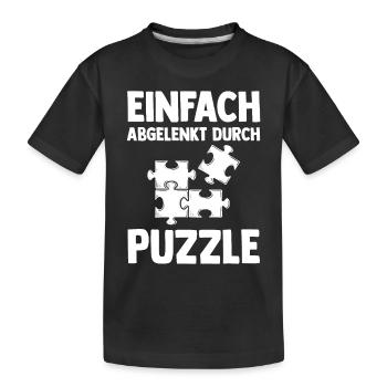 Puzzlefan Puzzler Puzzleteile Puzzle - Kinder Premium Bio T-Shirt - Schwarz - Vorne