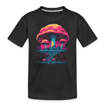 Mushroom | Fantasy Pilze Wald Natur Goa Festival - Kinder Premium Bio T-Shirt - Schwarz - Vorne