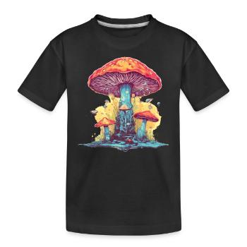 Mushroom | Fantasy Pilze Wald Natur Goa Festival - Kinder Premium Bio T-Shirt - Schwarz - Vorne