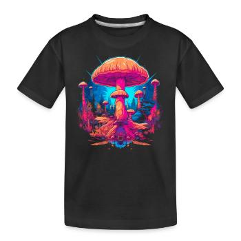 Mushroom | Fantasy Pilze Wald Natur Goa Festival - Kinder Premium Bio T-Shirt - Schwarz - Vorne