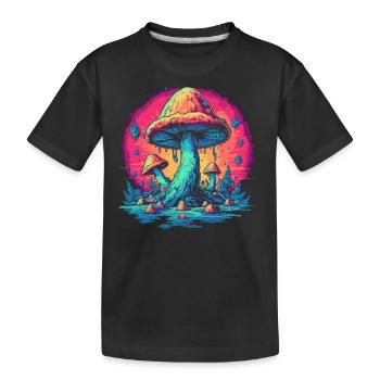 Mushroom | Fantasy Pilze Wald Natur Goa Festival - Kinder Premium Bio T-Shirt - Schwarz - Vorne