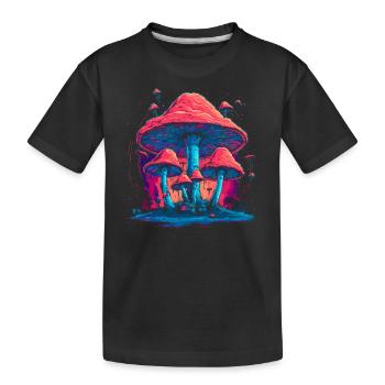 Mushroom | Fantasy Pilze Wald Natur Goa Festival - Kinder Premium Bio T-Shirt - Schwarz - Vorne