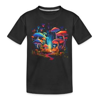 Mushroom | Fantasy Pilze Wald Natur Goa Festival - Kinder Premium Bio T-Shirt - Schwarz - Vorne