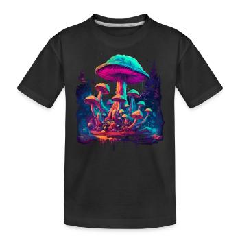 Mushroom | Fantasy Pilze Wald Natur Goa Festival - Kinder Premium Bio T-Shirt - Schwarz - Vorne