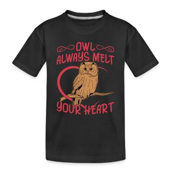 Hibou Toujours Fondre Votre Cœur Oiseaux De Nuit Bi - T-shirt bio Premium Enfant - noir - Devant