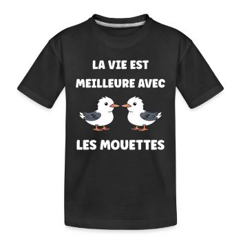 J'aime les mouettes - T-shirt bio Premium Enfant - noir - Devant