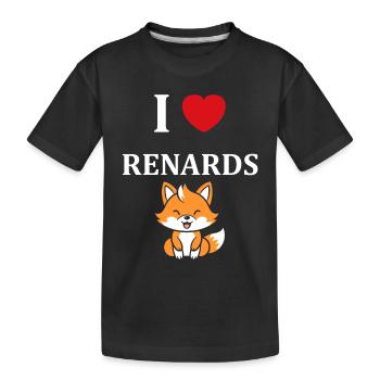 J'aime les renards - T-shirt bio Premium Enfant - noir - Devant