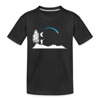 Étoile filante avec lune dans le ciel - T-shirt bio Premium Enfant - noir - Devant