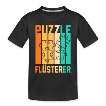Puzzlefan Puzzler Puzzleteile Puzzle - Kinder Premium Bio T-Shirt - Schwarz - Vorne