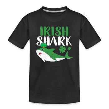 Requin irlandais vert drôle St Patrick’s Day Animal - T-shirt bio Premium Enfant - noir - Devant