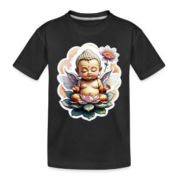 bébé Bouddha - meditation yoga relaxation - T-shirt bio Premium Enfant - noir - Devant