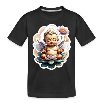 bébé Bouddha - meditation yoga relaxation - T-shirt bio Premium Enfant - noir - Devant
