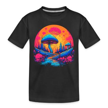 Mushroom | Fantasy Pilze Wald Natur Goa Festival - Kinder Premium Bio T-Shirt - Schwarz - Vorne