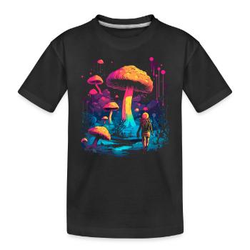 Mushroom | Fantasy Pilze Wald Natur Goa Festival - Kinder Premium Bio T-Shirt - Schwarz - Vorne